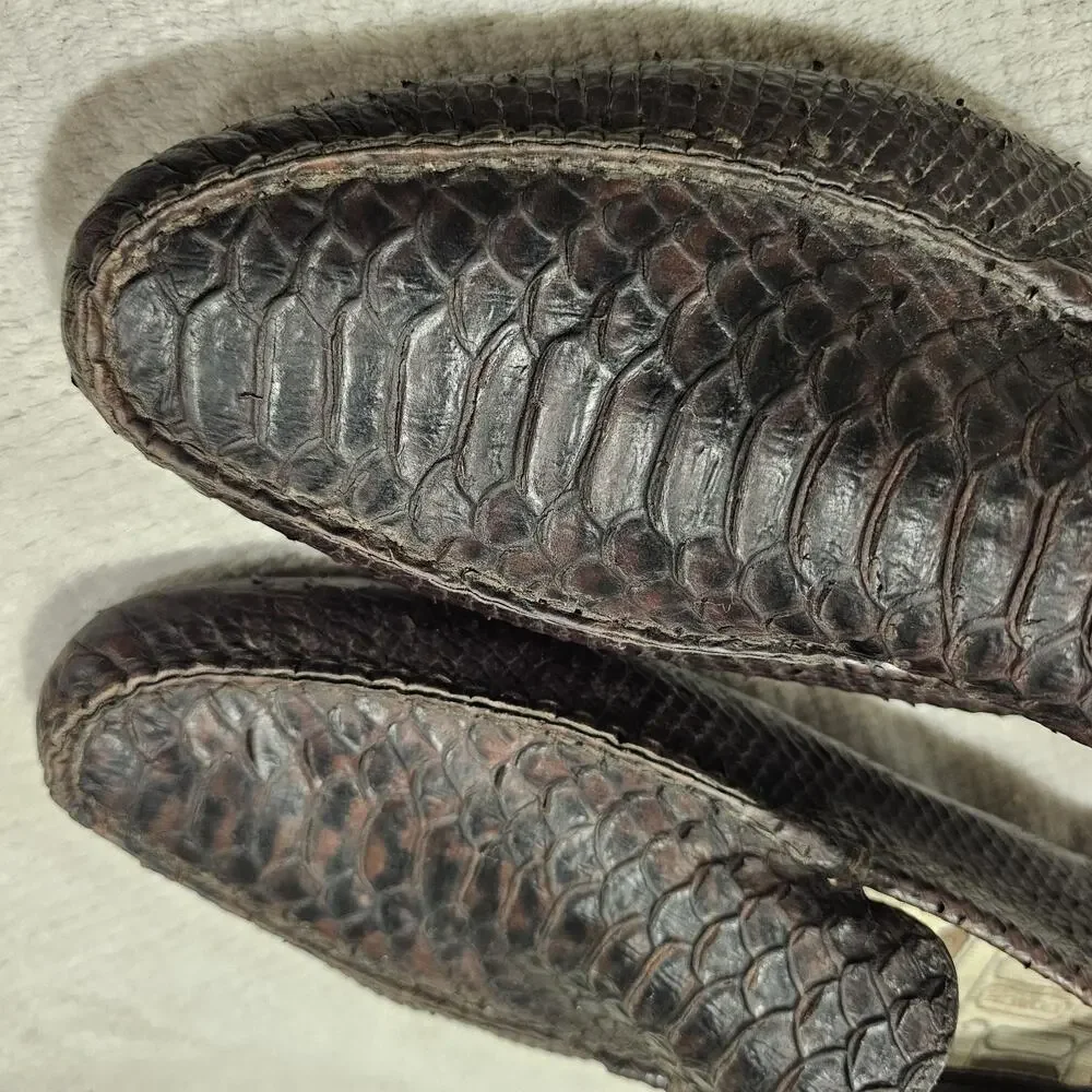 COACH Gary Men's Genuine Python Snakeskin Driving Loafers Shoes Brown 11.5 D